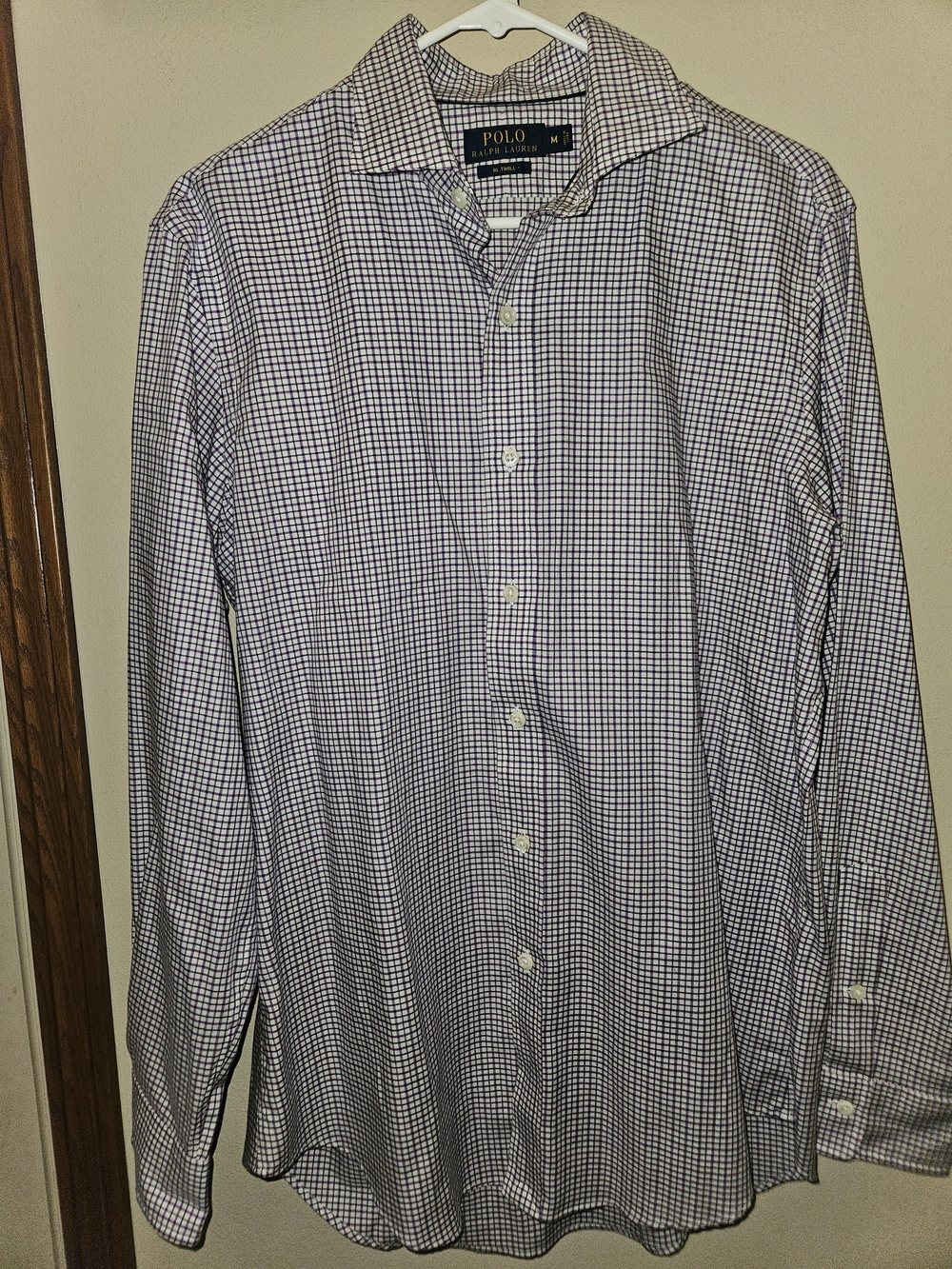 Ralph Lauren Men's Purple and White Micro-Check Dress Shirt